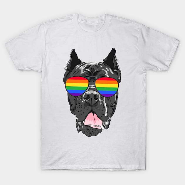 Pitbull gay lesbian pride LGBT bisexual rainbow flag lgbtq T-Shirt by CreativeShirt